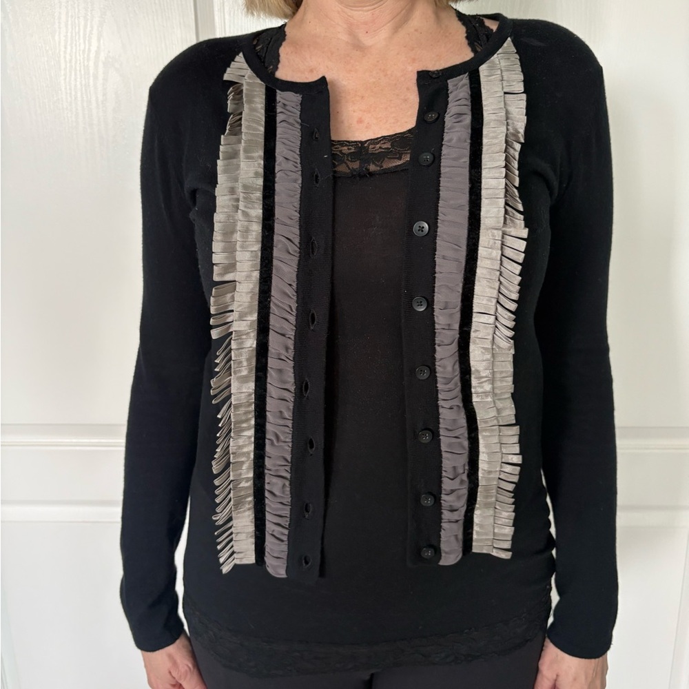 Vintage CAbi Elegant Black and Gray Women's Sweater